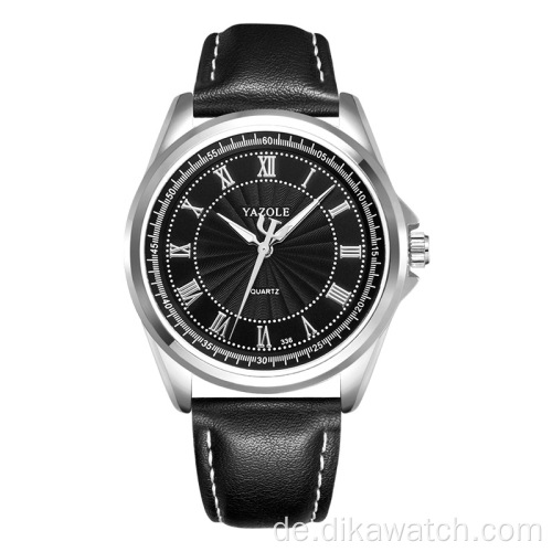 YAZOLE Heißer Verkauf Marke Quarzuhren mit Lederband Roman Canvas Dial Classic Casual Armbanduhr Leuchtende Armbanduhr für Männer